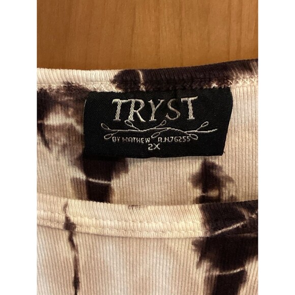 Tryst Tie Dye LS Shirt Top Turquoise Beige Orange Brown Boho ASO Phoebe Buffay - Picture 4 of 9